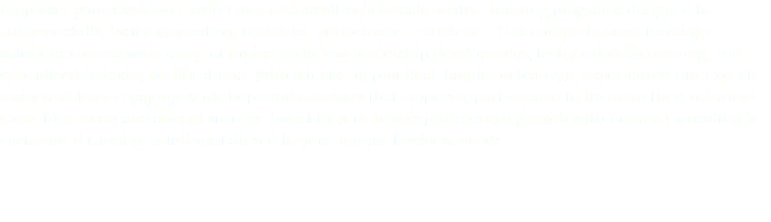 Empower your workforce with Lumen Consulting's transformative training programs designed to enhance skills, foster innovation, and drive performance excellence. Our comprehensive training solutions cover a wide range of topics, including leadership development, technical skills training, and specialized industry certifications. With a focus on practical, hands-on learning experiences, our expert trainers deliver engaging workshops and seminars that empower participants to thrive in their roles and contribute to organizational success. Invest in your team's professional growth with Lumen Consulting's customized training solutions tailored to your unique business needs. 